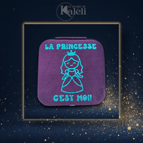 Boîte à bijoux velours "La princesse c'est moi"