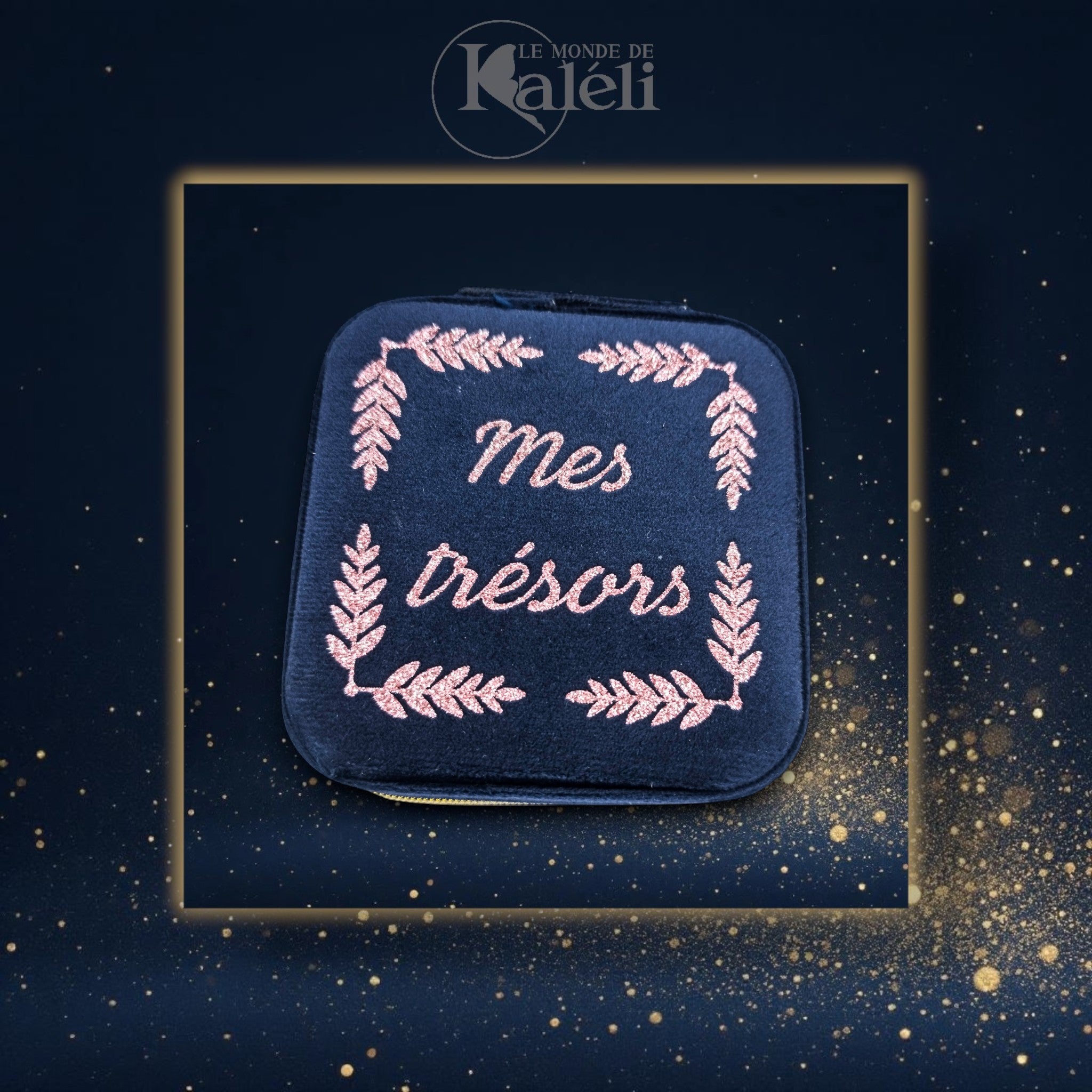 Boîte à bijoux velours "Mes trésors"
