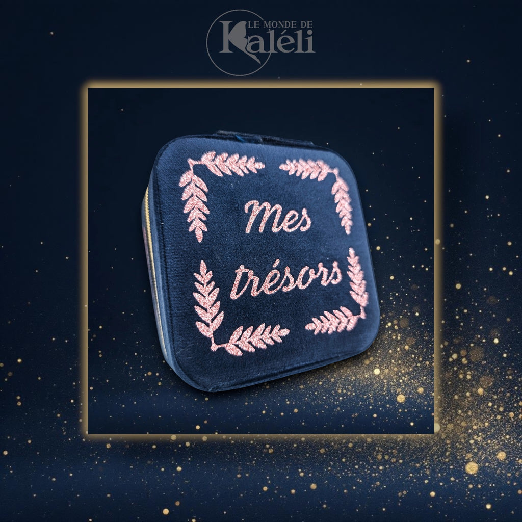Boîte à bijoux velours "Mes trésors"