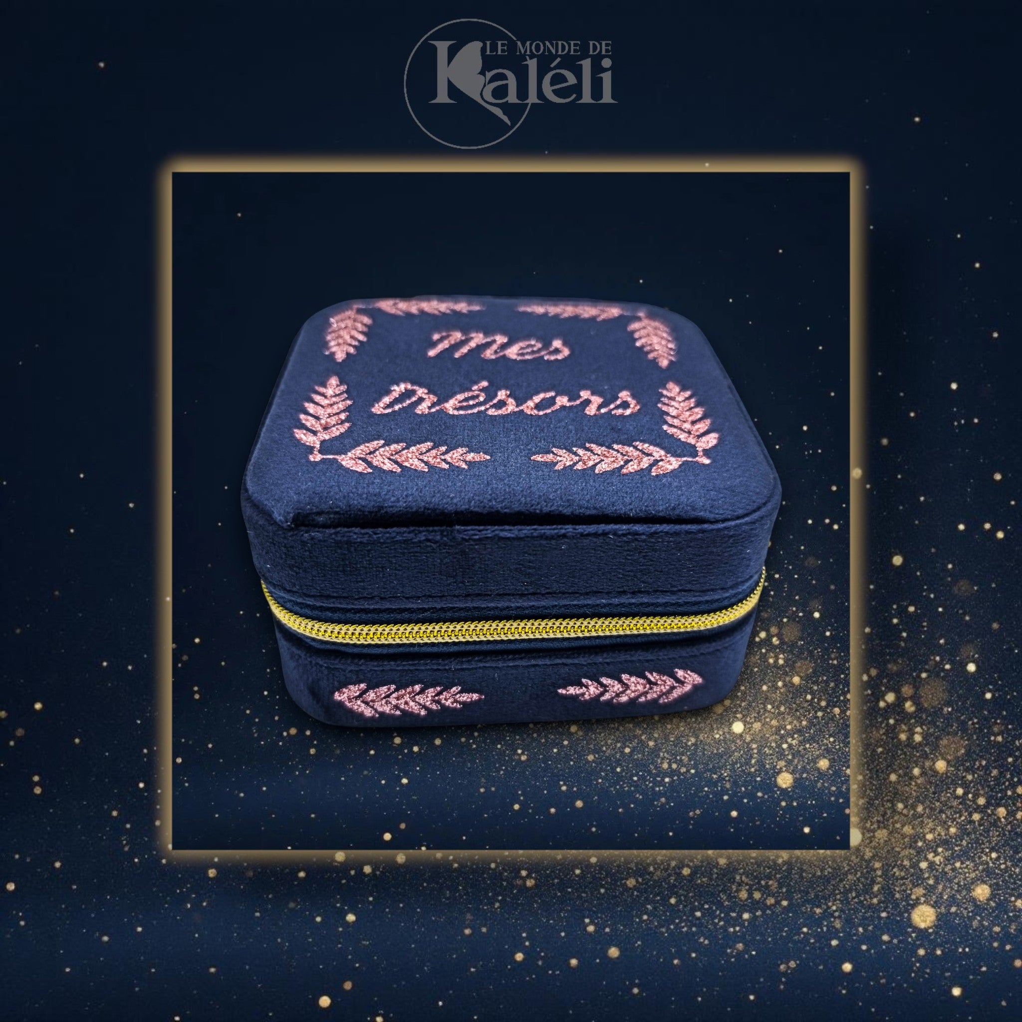 Boîte à bijoux velours "Mes trésors"