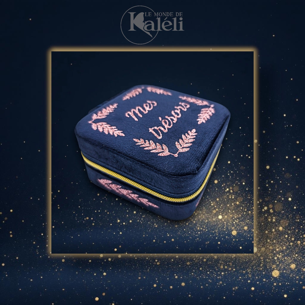 Boîte à bijoux velours "Mes trésors"