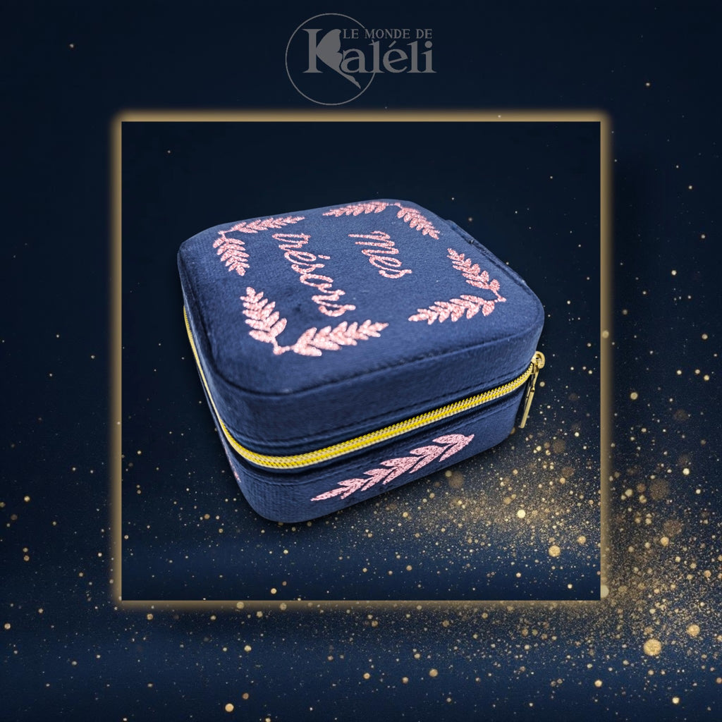 Boîte à bijoux velours "Mes trésors"