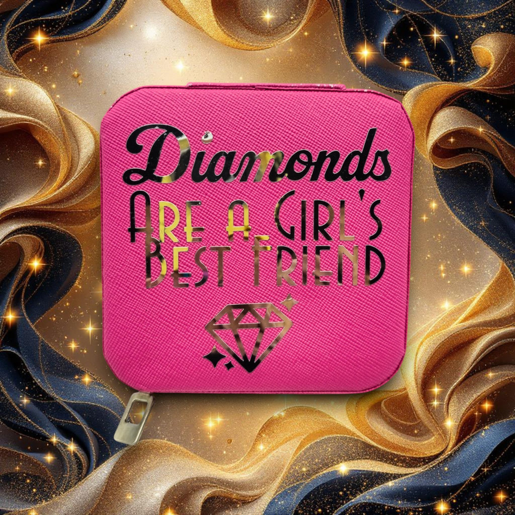 Boîte à bijoux velours "Diamonds are a girl's best friend"
